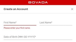 Bovada Register Step 1