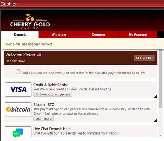 Cherry Gold Deposit Step 1