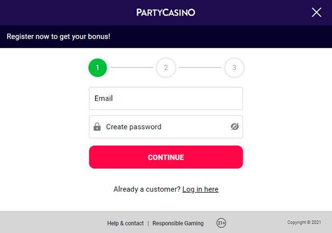 Best Evolution Casinos - PartyCasino Registration Form