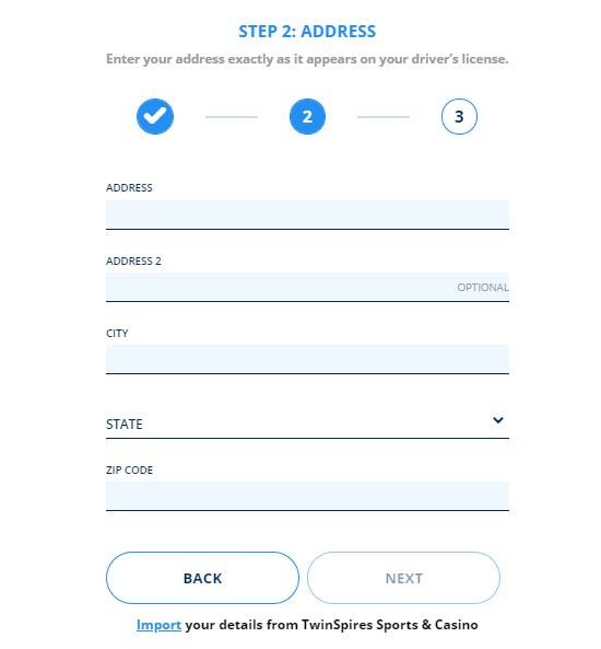 TwinSpires Registry Step 2