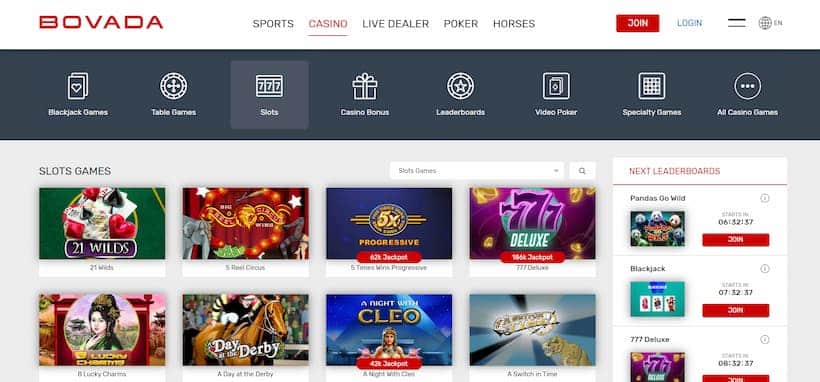Bovada Bitcoin slots image