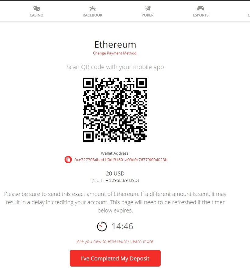 BetOnline-deposit-ethereum-wallet