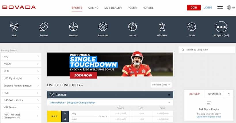 best online betting sites Bovada online sportsbook live betting section