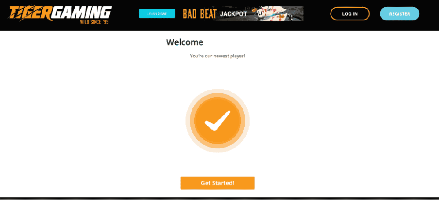 Tiger Gaming Casino - Get Started Page