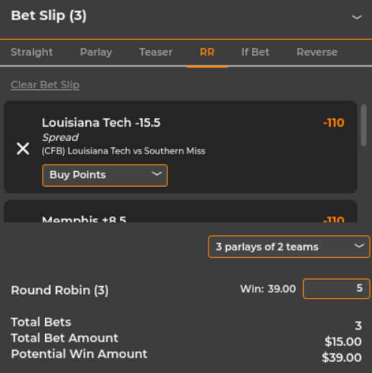 3 Team Round Robin Bet