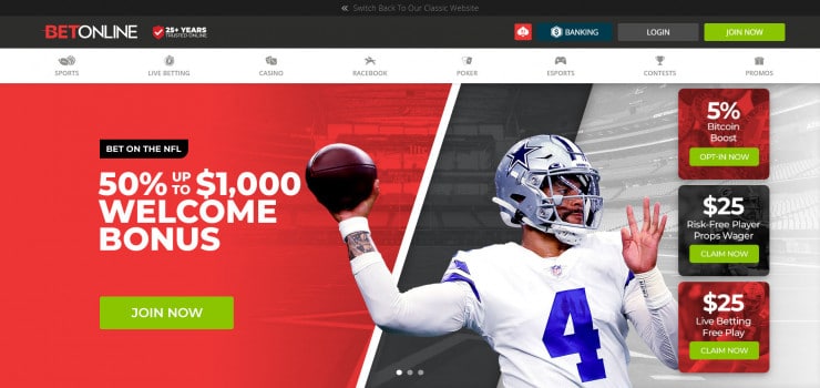 BetOnline homepage