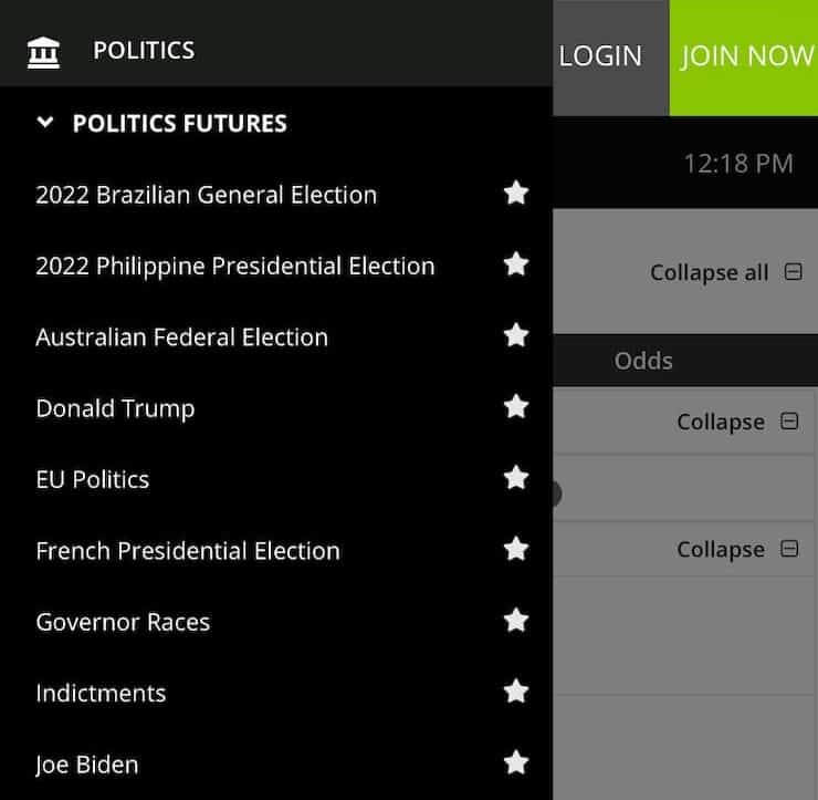 BetOnline Politics Betting Options