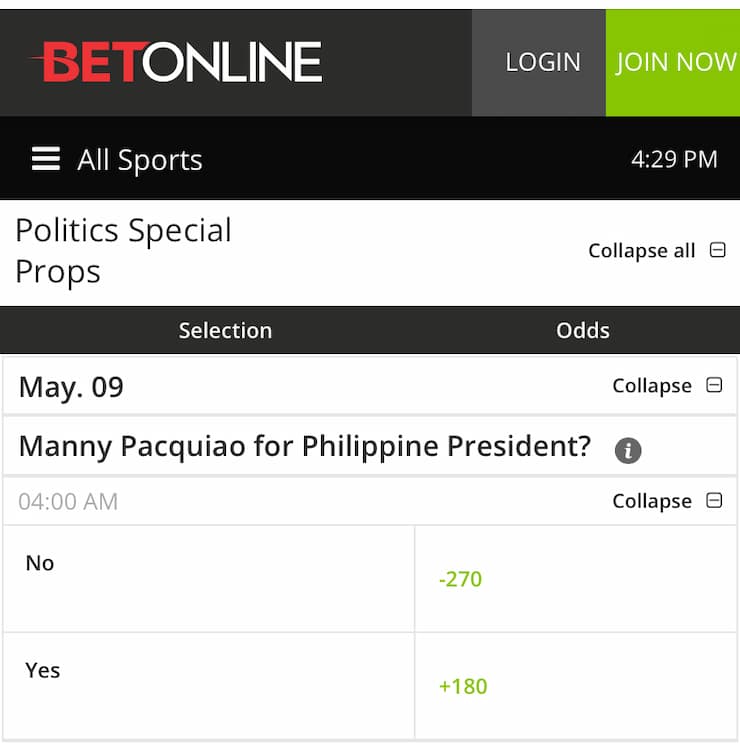 BetOnline - Political Prop Bets