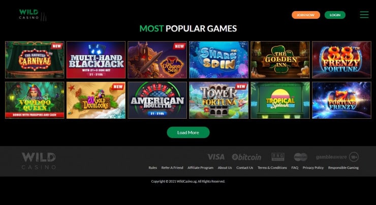 Casino homepage.