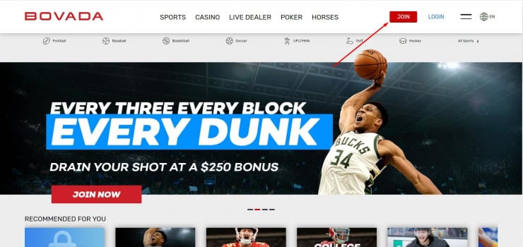 Bovada’s homepage