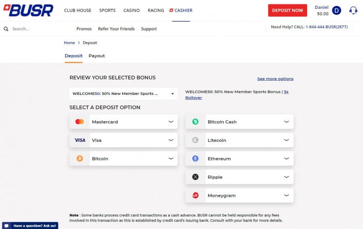BUSR eCheck Betting Sites