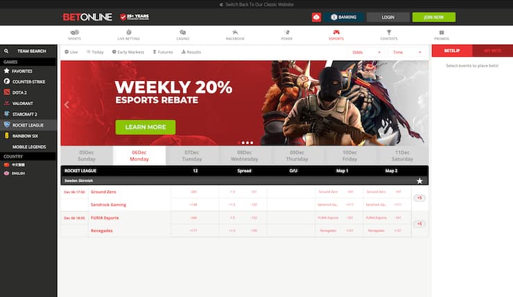 BetOnline Rocket League Betting