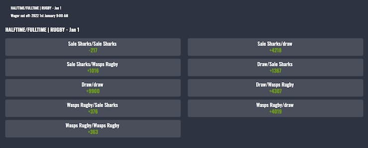 Half Time Full Time Rugby Betting Xbet