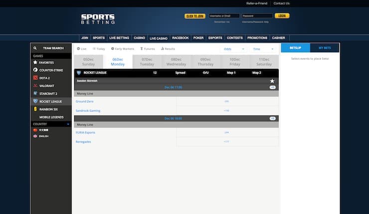 Sportsbetting.ag Rocket League Betting