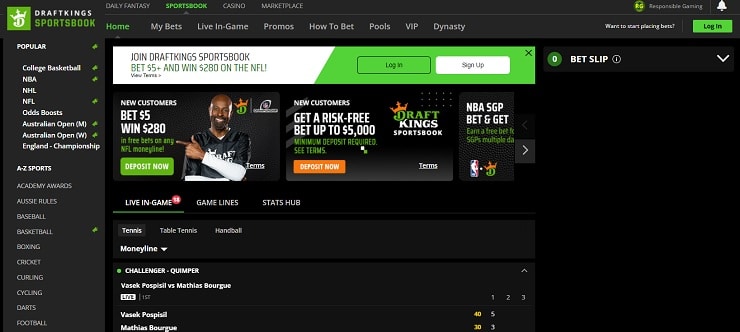 DraftKings Sportsbook Homepage