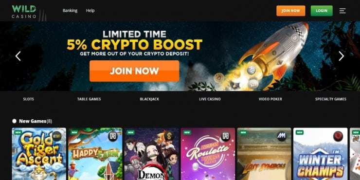Wild Casino homepage