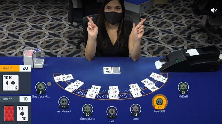 Live Blackjack Hand