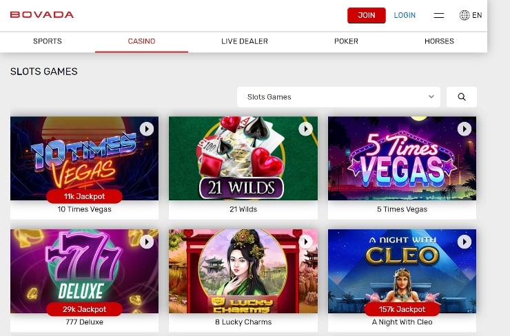 Tablet Casinos - Bovada