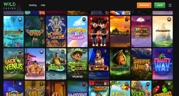Wild Casino jackpot Slots page