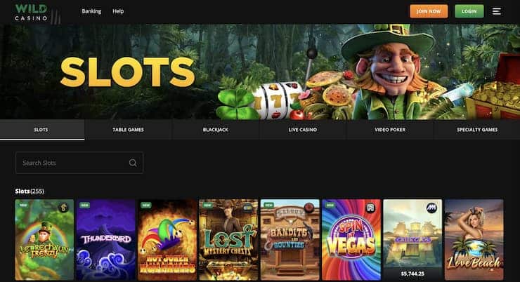 Wild Casino homepage - New Slots March 2022