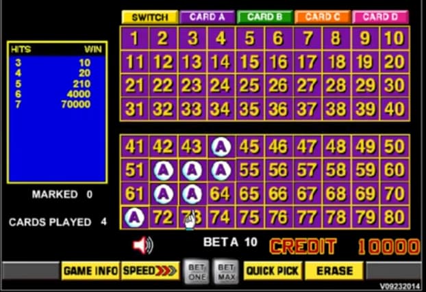 4 card keno online
