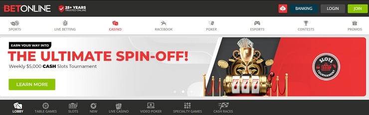 BetOnline Casino Top Banner