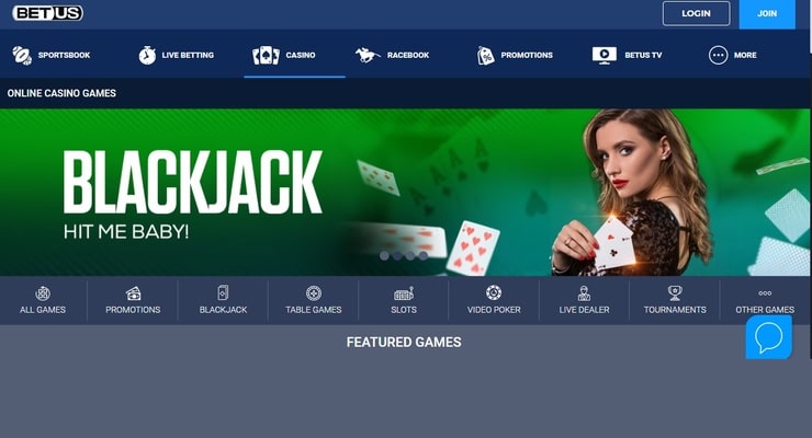 BetUS Puerto Rico gambling homepage