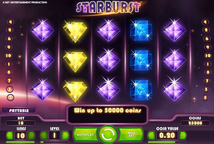 Starburst slot game screen