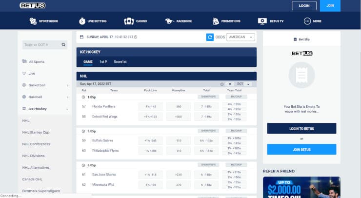 BetUS Live Hockey