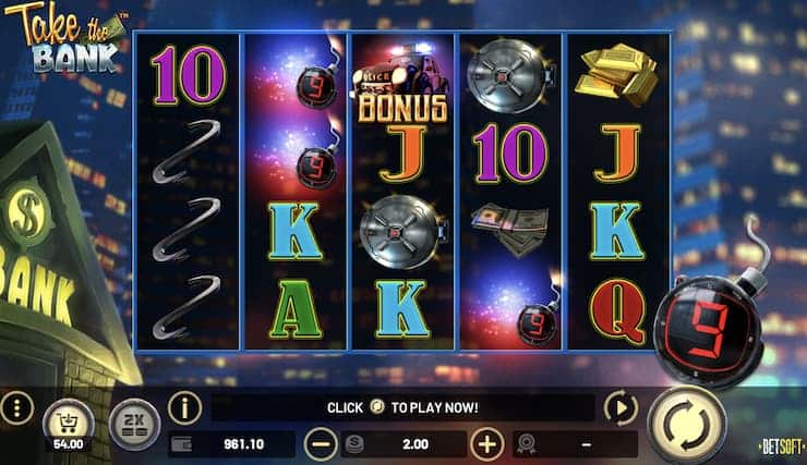Take the Bank slot main grid homescreen - Take the Bank slot review 