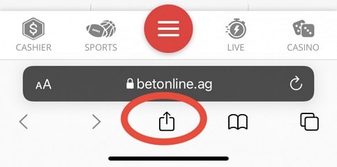 BetOnline iPhone Web App Menu