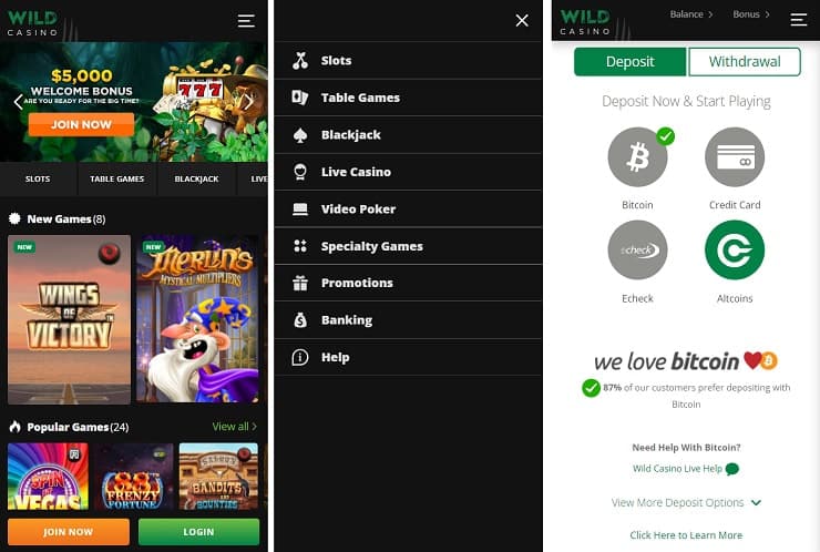Wild Casino Mobile Site