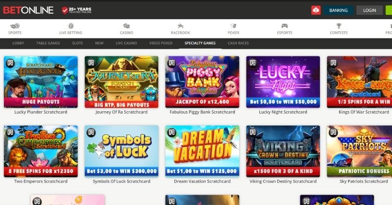 BetOnline Scratch Cards