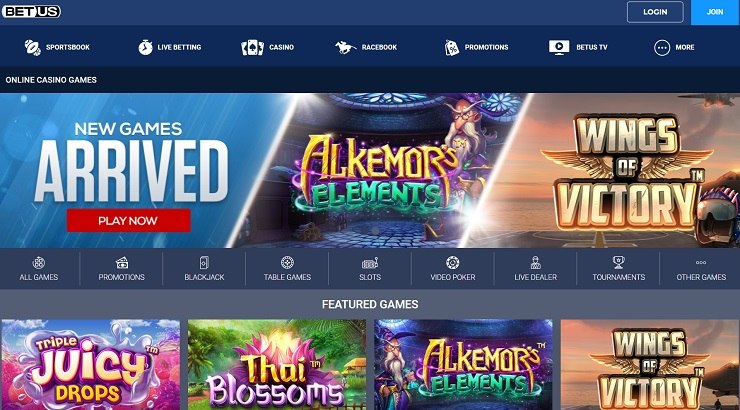 BetUS Online Casino Homepage