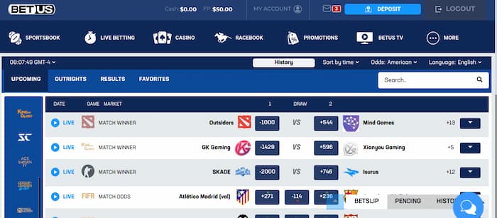 BetUS PUBG betting