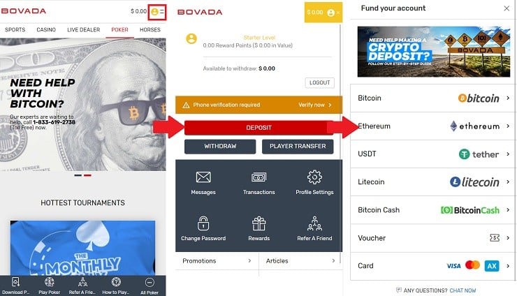 Bovada Mobile Poker Cashier