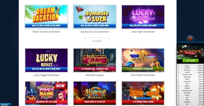 Sportsbetting.ag Scratch Cards