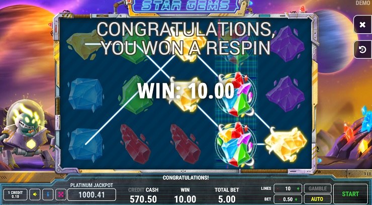 Star Gems Slot Respin Feature