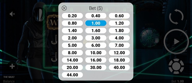 The Vault Slot Betting Screen
