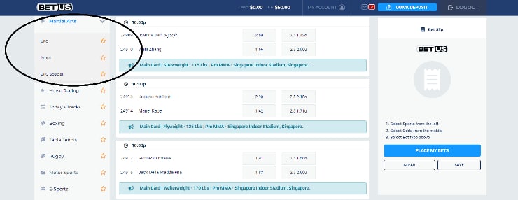UFC Betting Guide - Betting Markets