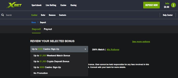 Choosing a Belmont Stakes bonus at Xbet