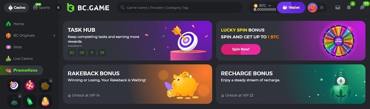 BC.Game Casino Homepage
