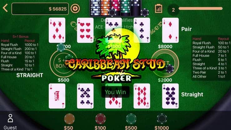 BetOnline Caribbean Stud online poker table - The best crypto poker sites 