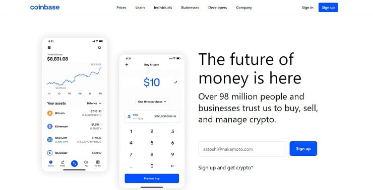 Coinbase Homepage