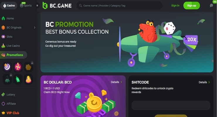 BC.Game promo page - no.2 ranked crypto casino