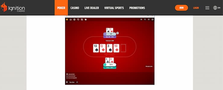 Ignition - 5 card stud poker