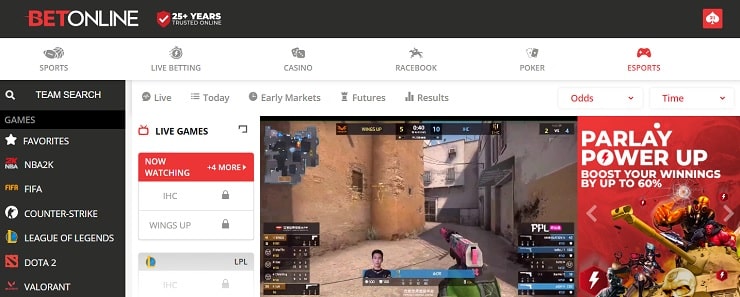 BetOnline Live Esports Betting