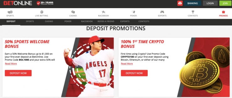 best offshore sportsbooks BetOnline deposit promos