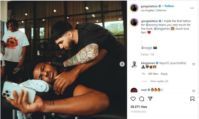 Bronny James receives first tattoos after LeBron's approval