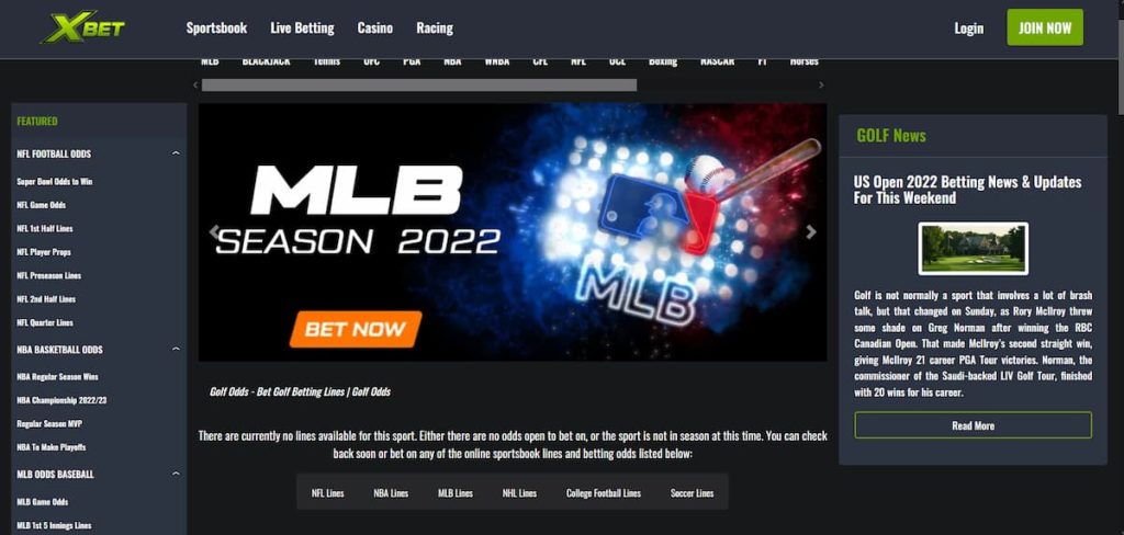 Xbet Golf betting